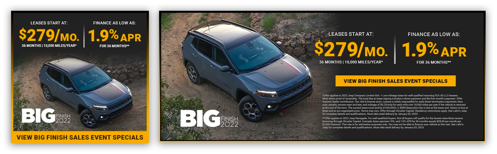 Jeep Big Finish Mobile and Desktop slides