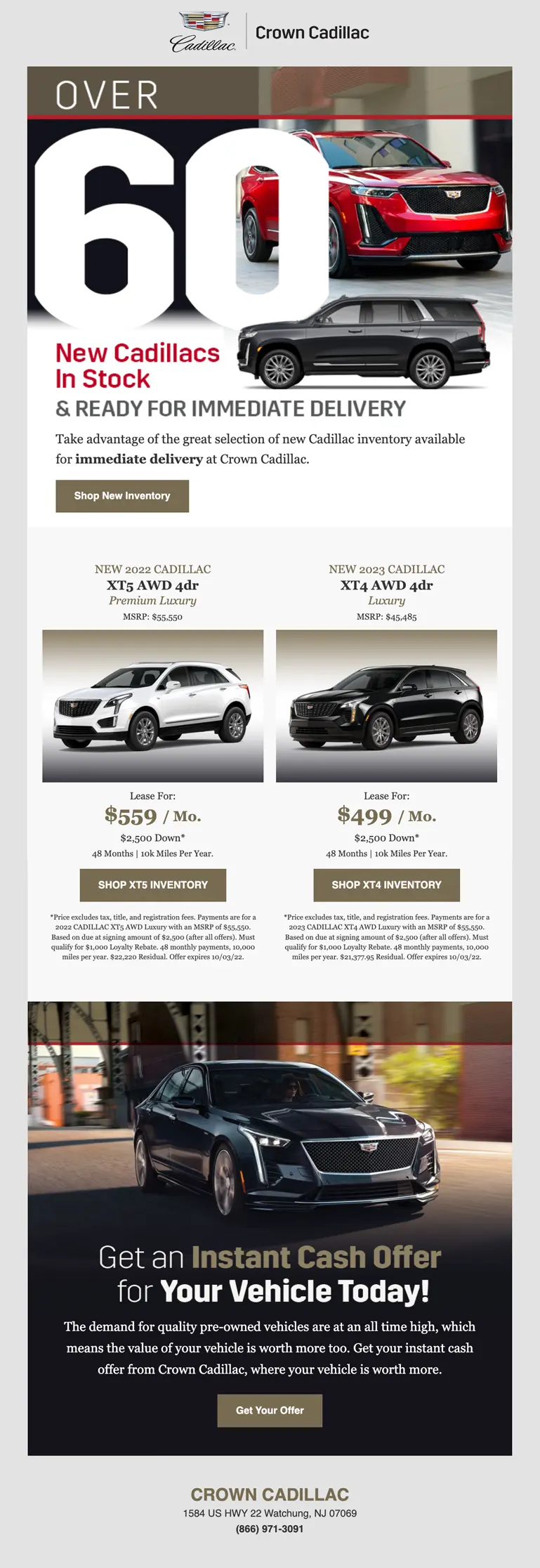 Crown Cadillac Incentive Email Marketing
